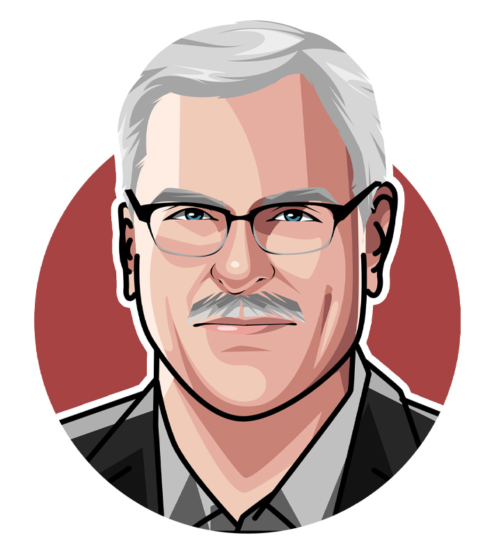 Phil Jackson, one of the greatest basketball coaches ever.  Illustration.  Profile drawing.  Avatar art.