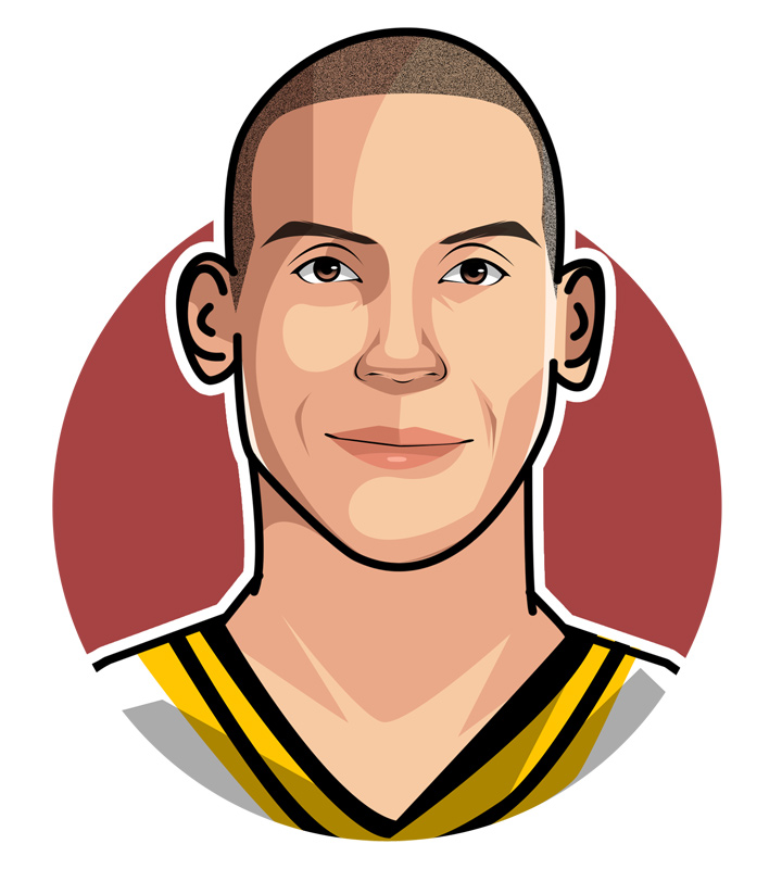 The legendary Indiana Pacers player - Reggie Miller - Nicknamed The Knick Killer and Miller Time - Profile illustration.  Drawing.  Avatar art.