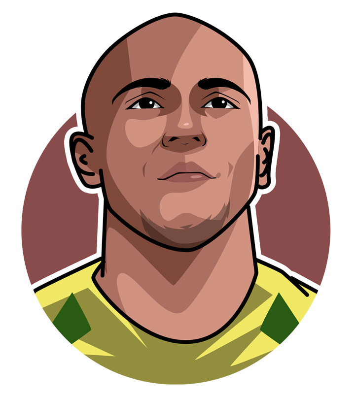 One of the best left-backs to play the game of football - The Brazilian Roberto Carlos - Illustration.  Profile drawing.  Art.  Avatar.