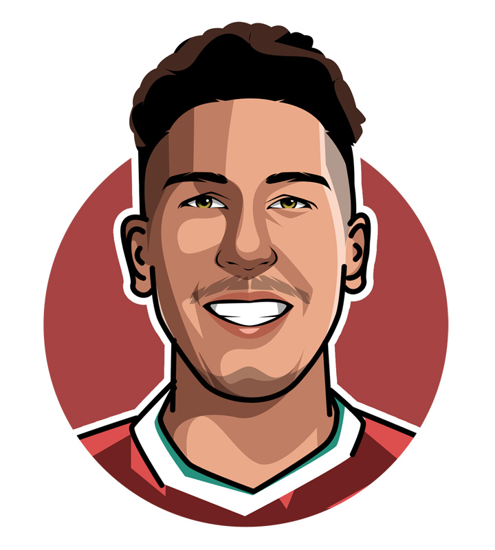 Roberty Firmino - Bobby - Illustration.  Art.  Profile drawing.  Liverpool FC.