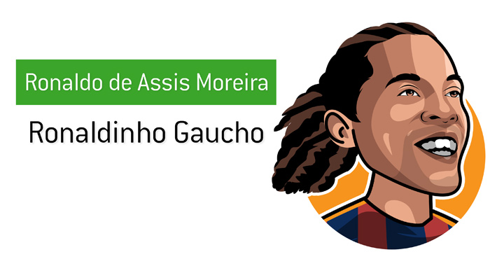 One of the biggest icons of the game - Ronaldinho Gaucho - Real name: Ronaldo de Assis Moreira - Illustration.