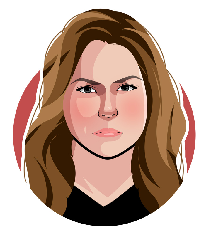 Ronda Rousey profile illustration.  Drawing.  Art.  Nicknamed Rowdy and Baddest Woman on the Planet.  Avatar.