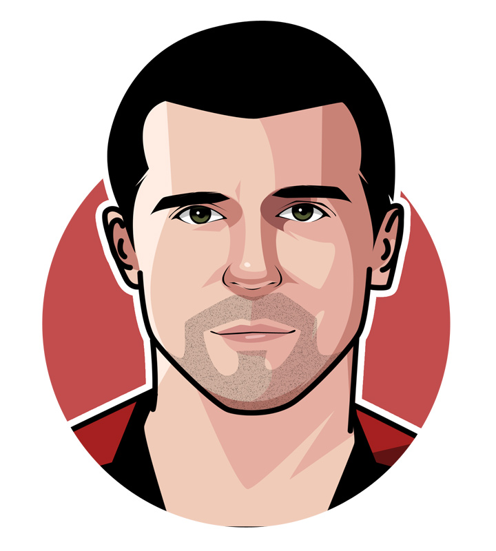 Roy Keane profile drawing.  Illustration.  Art of the famous footballer nicknamed Keano.