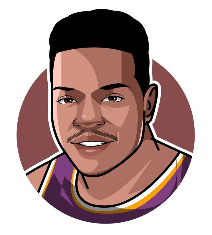 Sam Perkins drawing.  Big Smooth illustration.  Basketball star profile art.
