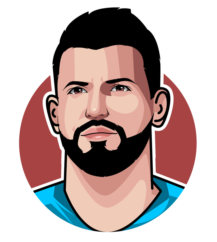 What is Sergio Aguero nickname?  Player profile illustration.  Art.  Drawing.