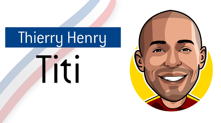 The legendary Arsenal FC player and France international - Thierry Henry, nicknamed Titi.  Profile illustration / drawing.