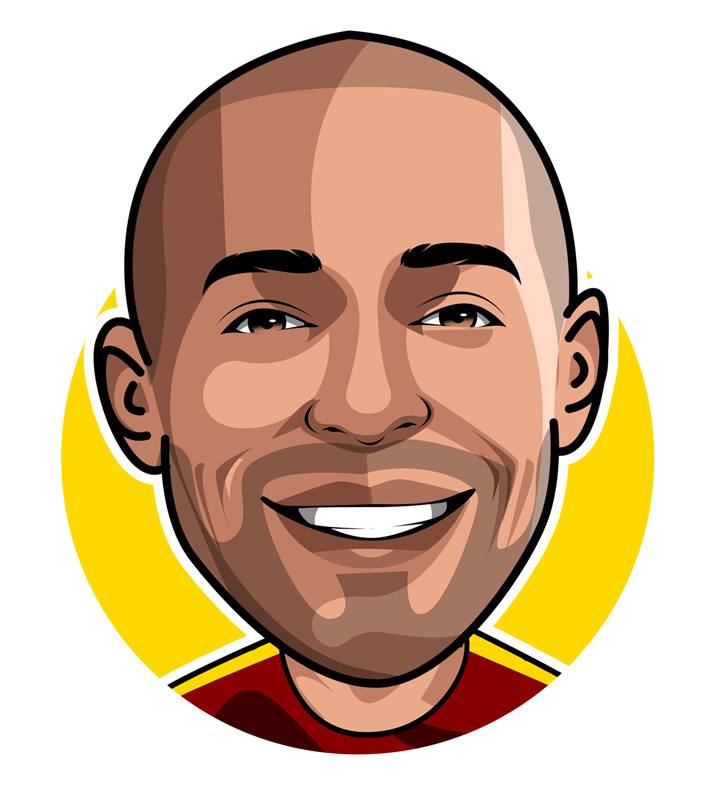 The goalscorer Thierry Henry - Illustration.  Drawing.