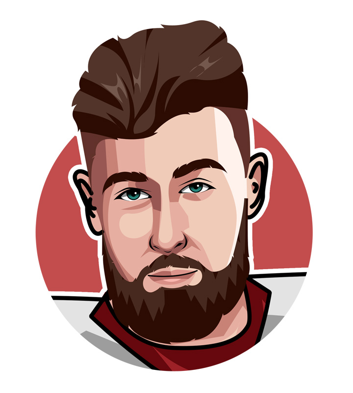 Football player Travis Kelce - Kansas City legend. Illustration profile.  Drawing.  Art.  Zeus.