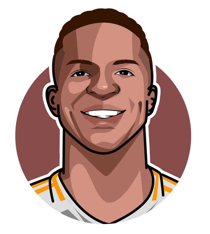 Profile illustration of Vinicius Junior - Real Madrid and Brazil football star - Art - Drawing.