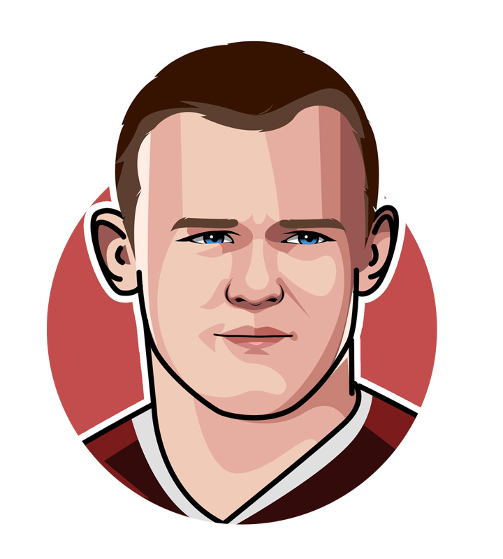 Profile illustration of Wayne Rooney the soccer player also known as Wazza.  Drawing.  Art.