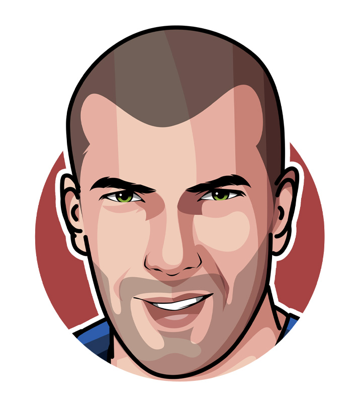 Profile drawing of Zinedane Zidane, also known as Zizou - Digital art.  Illustration.