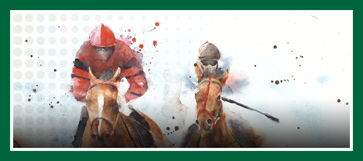 Where is a good place to bet on Belmont Stakes? Read the article and click the link above. Illustration of two horses during a race.