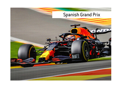 Max Verstappen turning a corner.  Bet on the Spanish Grand Prix.  What are the winning odds for top racers?