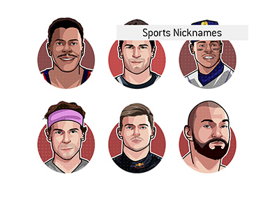 Famous nicknames and illustration of athletes across all major global sports.